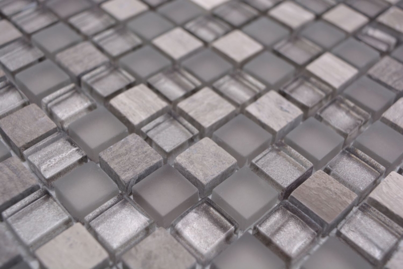 Mosaic tile glass natural stone mosaic stone mix gray matt tile backsplash MOS92-590_f