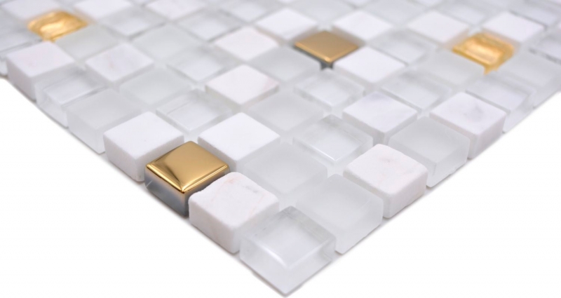 Mosaic tile glass natural stone mosaic stone EP mix white gold tile backsplash MOS92-640_f