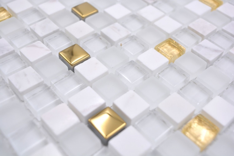 Mosaic tile glass natural stone mosaic stone EP mix white gold tile backsplash MOS92-640_f