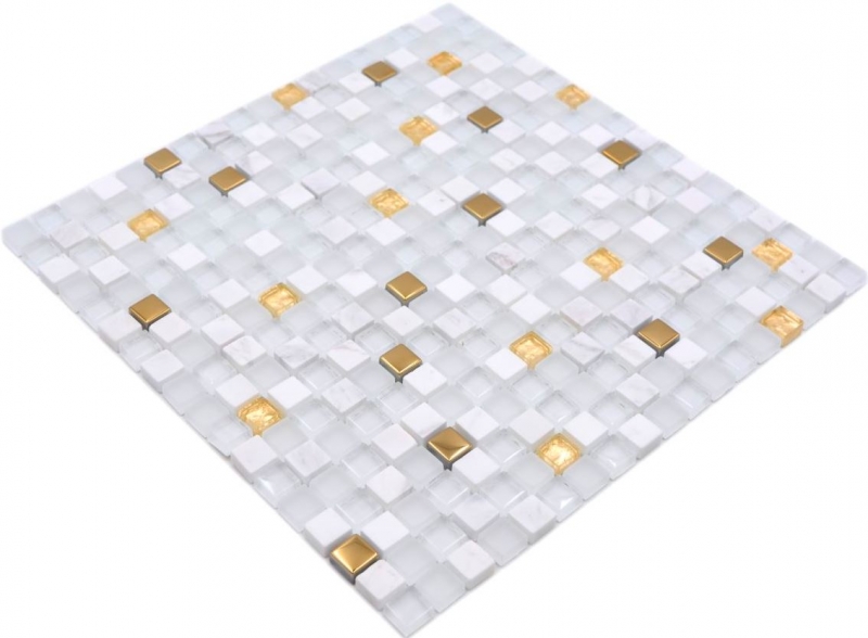 Mosaic tile glass natural stone mosaic stone EP mix white gold tile backsplash MOS92-640_f