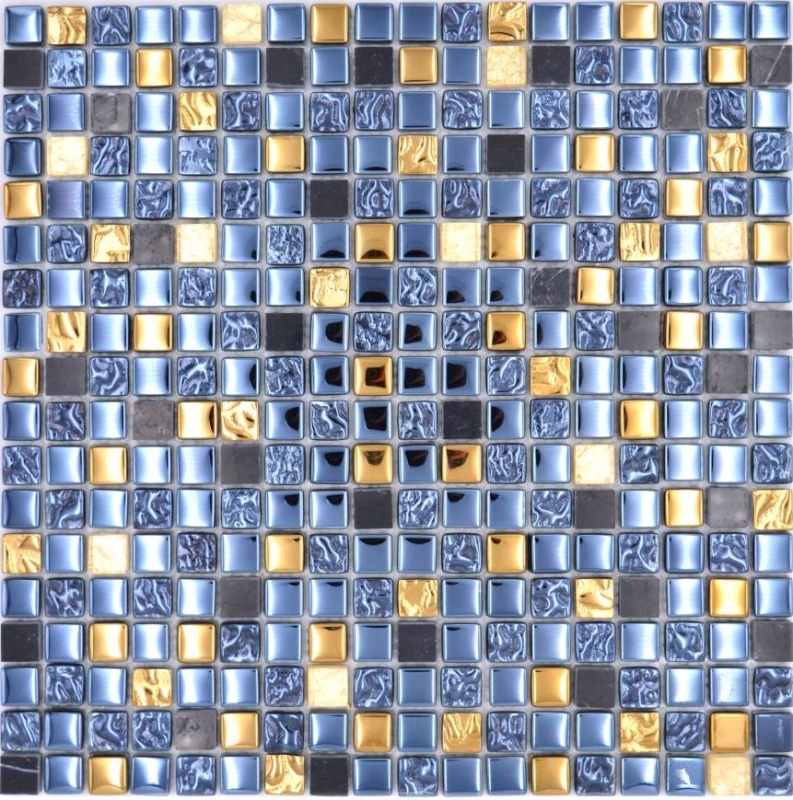 Mosaic tile glass natural stone mosaic stone EP mix black gold bathroom kitchen MOS92-650_f