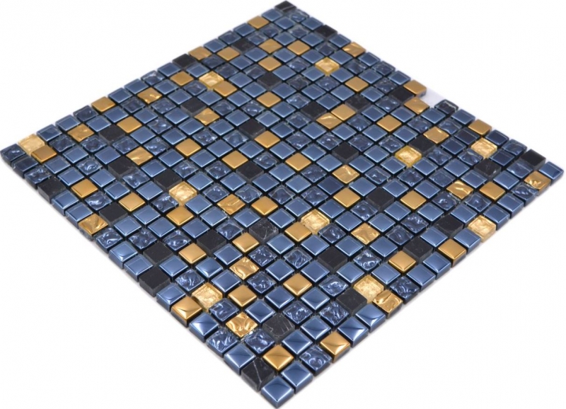 Mosaic tile glass natural stone mosaic stone EP mix black gold bathroom kitchen MOS92-650_f