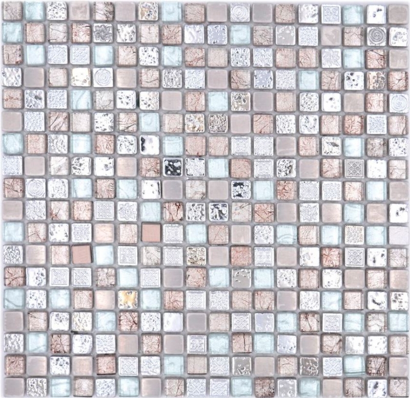 Mosaic tile glass natural stone mosaic resin steel mix EP gray kitchen bathroom wall MOS92-680_f