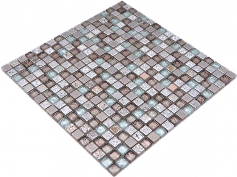 Mosaic tile glass natural stone mosaic resin steel mix EP gray kitchen bathroom wall MOS92-680_f
