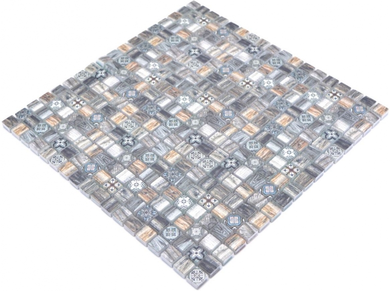 Mosaic tiles glass mosaic retro wood brown dark wall bathroom kitchen MOS78-W99_f