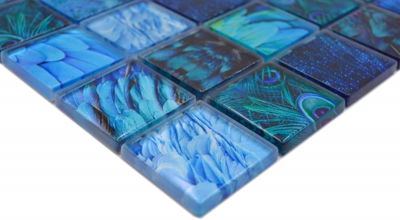 Mosaic tiles Glass mosaic Forest blue turquoise Tile backsplash kitchen MOS78-W78_f