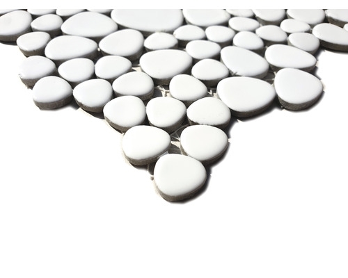 Mosaic tile ceramic mosaic pebble plain white matt kitchen bathroom MOS12-0111_f