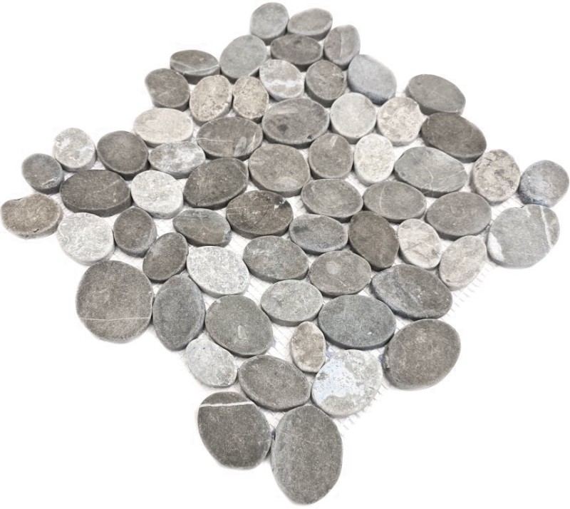 Mosaic tile natural stone river pebble stone pebble cut ash gray tile backsplash MOS30-SANI_f