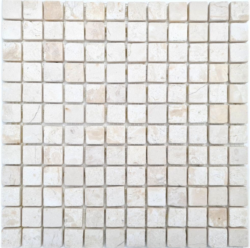 Hand sample mosaic tile marble mosaic THUMBNAIL white tile backsplash kitchen shower floor MOS40-T23W_m