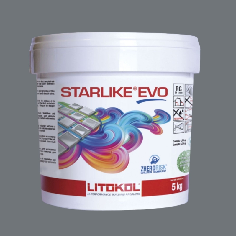 Litokol STARLIKE EVO 130 GRIGIO ARDESIA anthracite epoxy resin adhesive joint 5 kg bucket