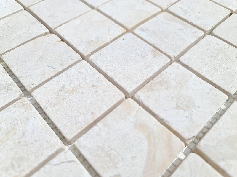 Hand-painted mosaic tile marble mosaic THUMBNAIL white kitchen bathroom shower floor MOS40-T48W_m