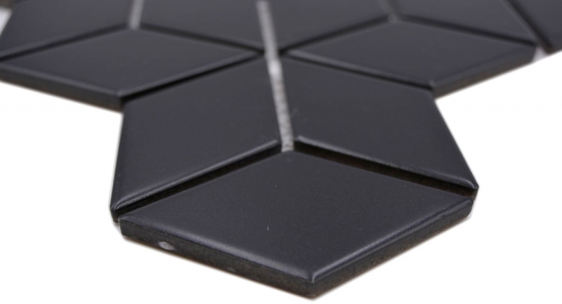 Hand pattern mosaic tile ceramic mosaic combination 3D cube plain black matt bathroom kitchen wall MOS13-POV5_m