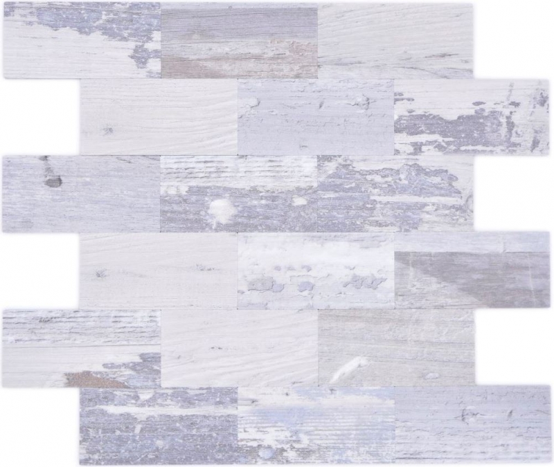 Hand sample mosaic tile Self-adhesive mosaics aluminum wood look shabby chic gray Subway MOS200-4S49_m
