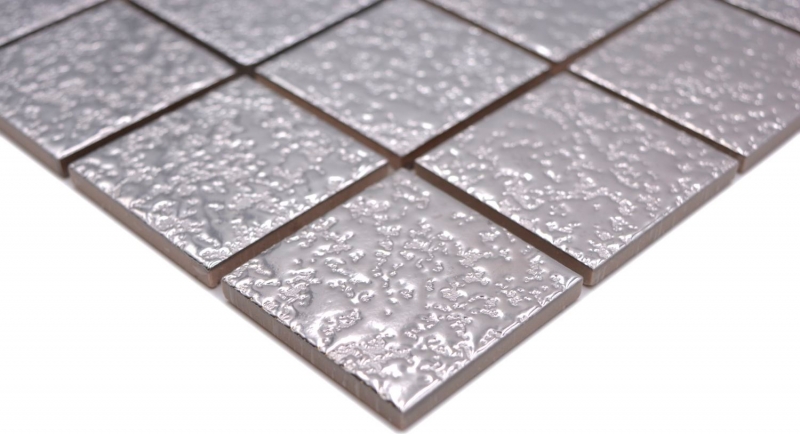 Hand-painted mosaic tile ceramic mosaic plain silver hammered tile backsplash kitchen MOS16-0207_m