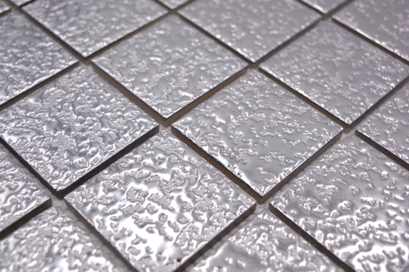 Hand-painted mosaic tile ceramic mosaic plain silver hammered tile backsplash kitchen MOS16-0207_m