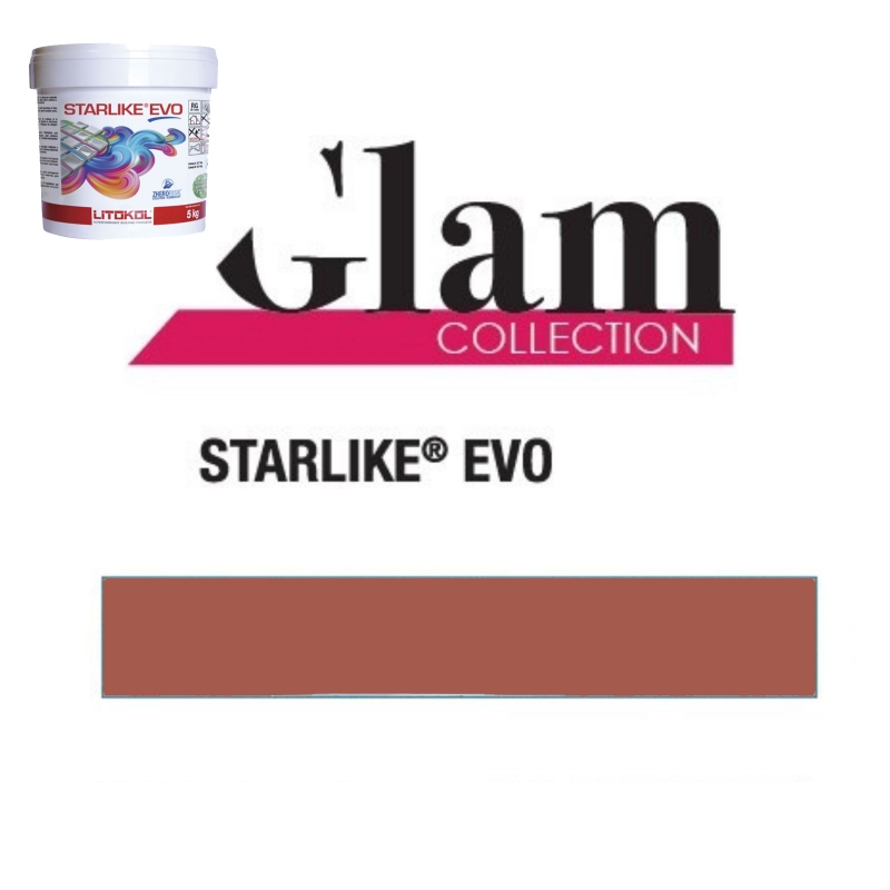 Litokol STARLIKE EVO 580 ROSSO MATTONE orange terracotta epoxy resin adhesive joint 2.5kg bucket