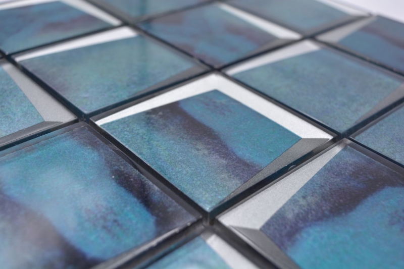 Hand sample mosaic tile glass mosaic combi 3D look blue wall kitchen tile backsplash MOS88-XB10_m