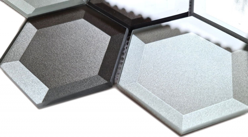 Hand pattern mosaic tile glass mosaic combi hexagonal 3D look mix wall kitchen bathroom MOS88-XB159_m