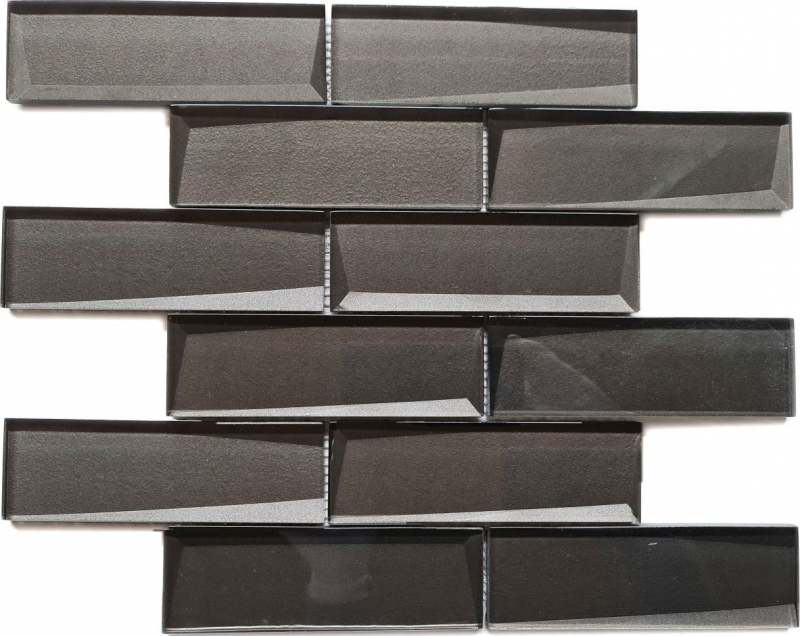 Glass mosaic mosaic tile Metro 3D look terra brown anthracite kitchen splashback MOS88-XB09