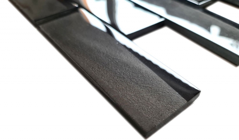 Glass mosaic mosaic tile Metro 3D look terra brown anthracite kitchen splashback MOS88-XB09