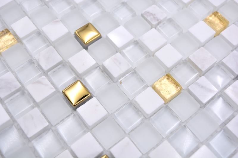 Hand sample mosaic tile glass natural stone mosaic stone EP mix white gold backsplash MOS92-640_m