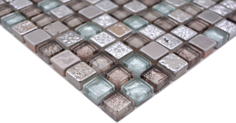 Hand sample mosaic tile glass natural stone mosaic resin steel mix EP gray kitchen bathroom wall MOS92-680_m