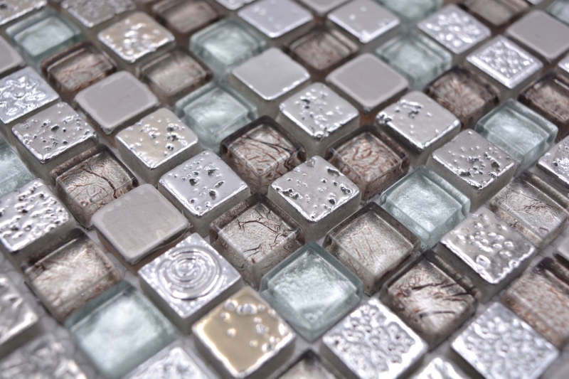 Hand sample mosaic tile glass natural stone mosaic resin steel mix EP gray kitchen bathroom wall MOS92-680_m