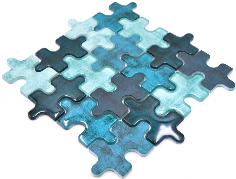 Hand pattern mosaic tile glass mosaic combi puzzle mix turquoise blue kitchen splashback bathroom MOS88-PT03_m