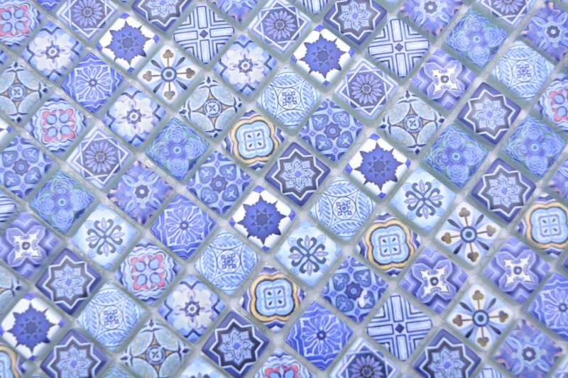 Hand-painted mosaic tile Glass mosaic combination Retro Biscuit blue Tile backsplash bathroom MOS78-RB33_m