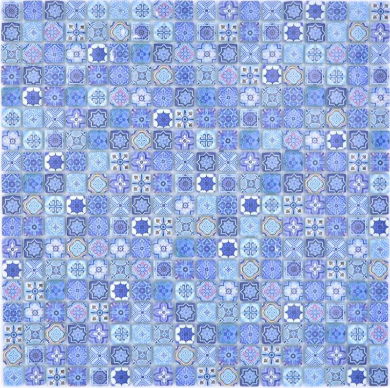 Hand-painted mosaic tile Glass mosaic combination Retro Biscuit blue Tile backsplash bathroom MOS78-RB33_m