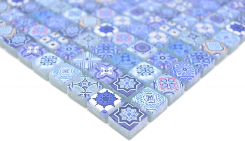 Hand-painted mosaic tile Glass mosaic combination Retro Biscuit blue Tile backsplash bathroom MOS78-RB33_m