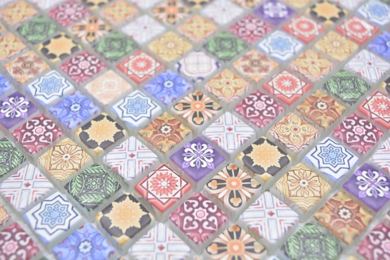 Glass mosaic mosaic tile retro Moroccan ornamental look colorful tile mirror bathroom MOS78-RB83