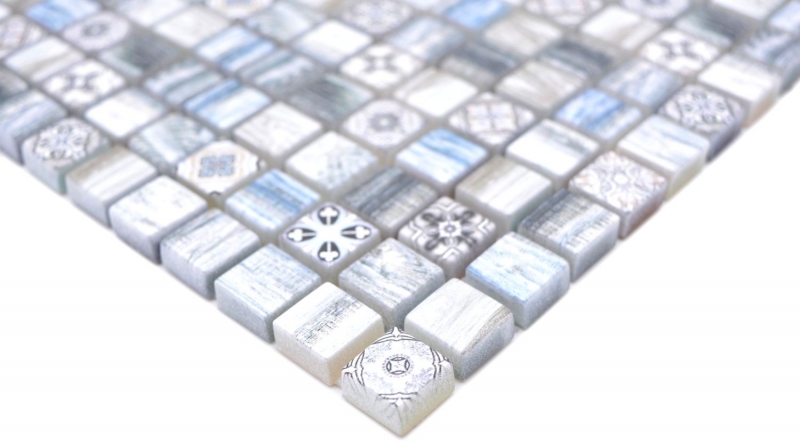 Hand sample mosaic tile glass mosaic combi retro wood gray blue light tile mirror bathroom MOS78-W39_m