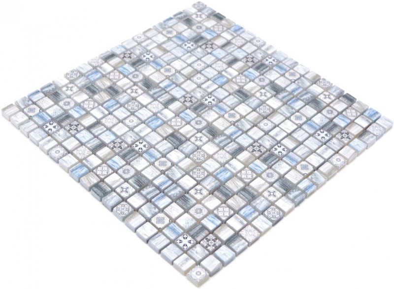 Hand sample mosaic tile glass mosaic combi retro wood gray blue light tile mirror bathroom MOS78-W39_m