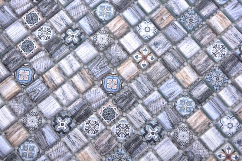 Hand sample mosaic tile glass mosaic combi retro wood gray blue dark dark bathroom kitchen MOS78-W49_m