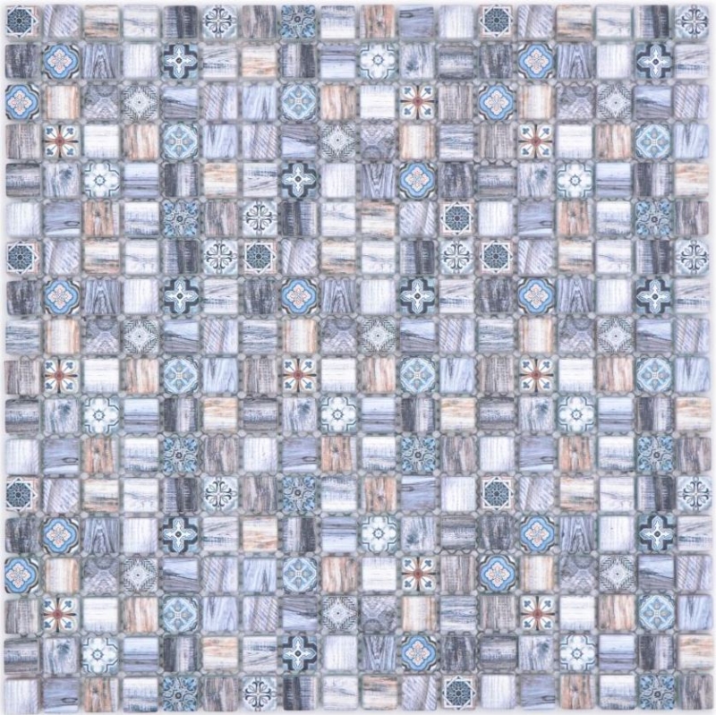 Hand sample mosaic tile glass mosaic combi retro wood gray blue dark dark bathroom kitchen MOS78-W49_m