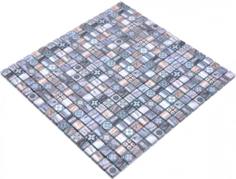 Hand sample mosaic tile glass mosaic combi retro wood gray blue dark dark bathroom kitchen MOS78-W49_m