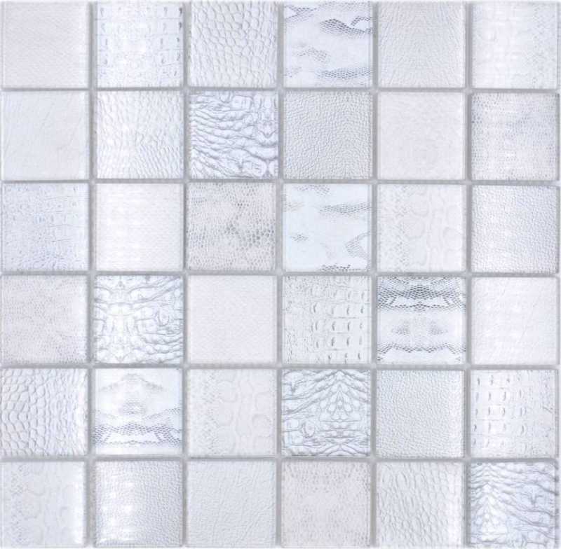 Hand sample mosaic tile glass mosaic combi forest white kitchen splashback tile backsplash MOS78-W18_m