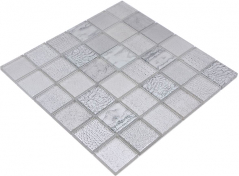 Hand sample mosaic tile glass mosaic combi forest white kitchen splashback tile backsplash MOS78-W18_m