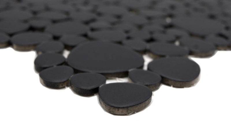 Hand-painted mosaic tile ceramic mosaic pebble plain black matt tile backsplash kitchen bathroom MOS12-0311_m