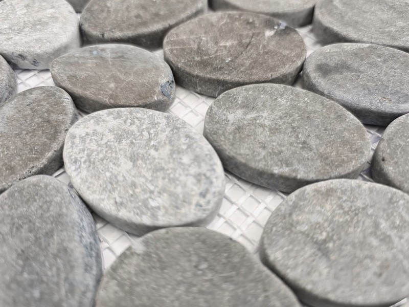 Hand sample mosaic tile natural stone river pebble stone pebble cut ash gray tile backsplash MOS30-SANI_m