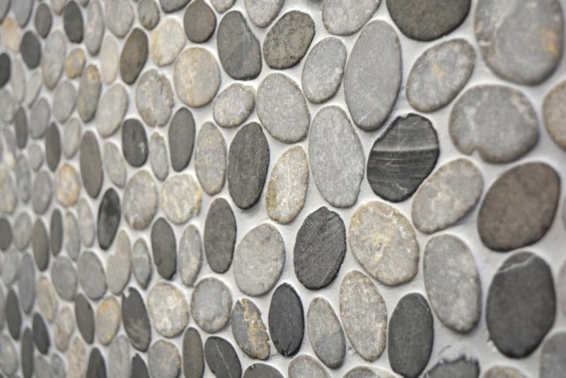 Hand sample mosaic tile natural stone river pebble stone pebble cut ash gray tile backsplash MOS30-SANI_m