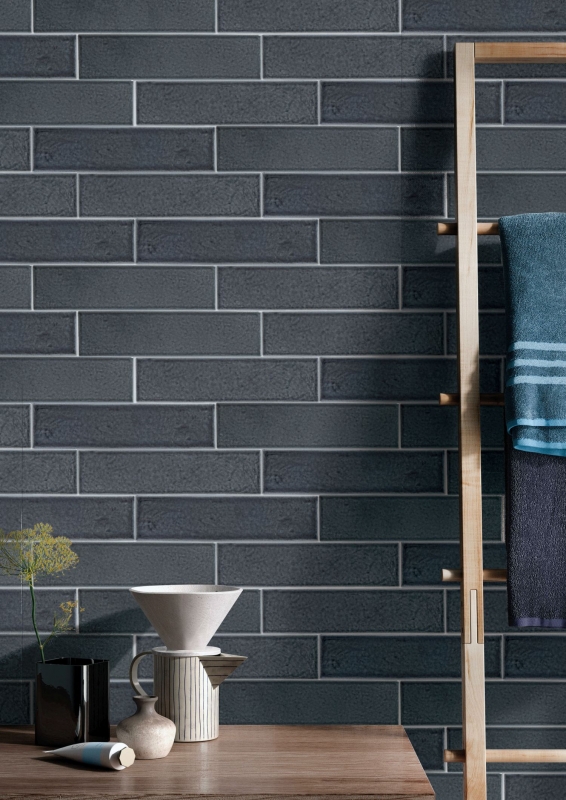 Wall tile vintage ceramic gray glossy kitchen splashback WC MOS24-MOT08