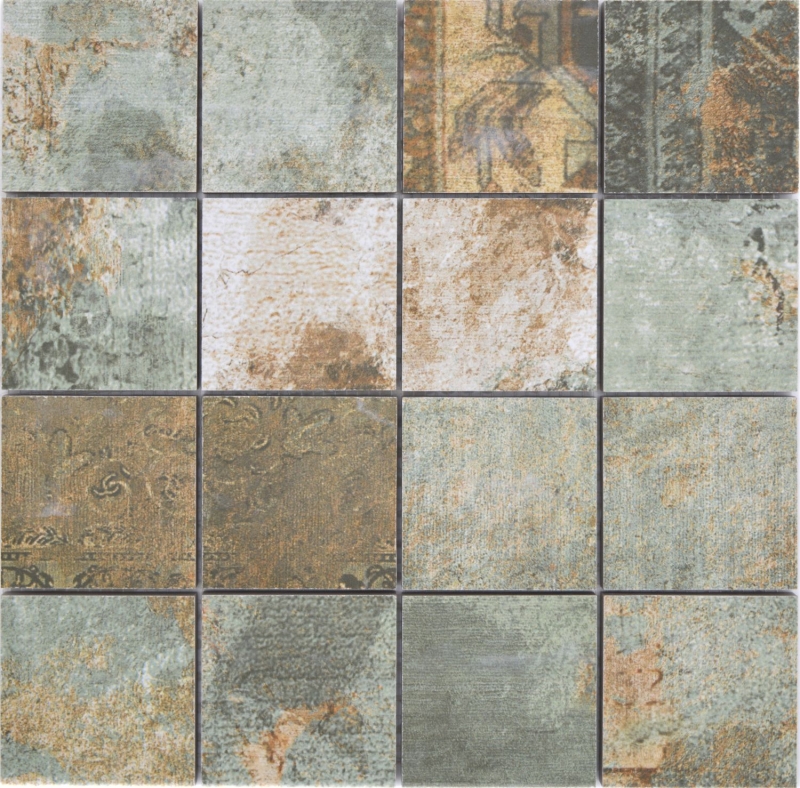 Ceramic mosaic porcelain stoneware beige brown gray-green matt wall floor kitchen bathroom shower MOS16-71CB
