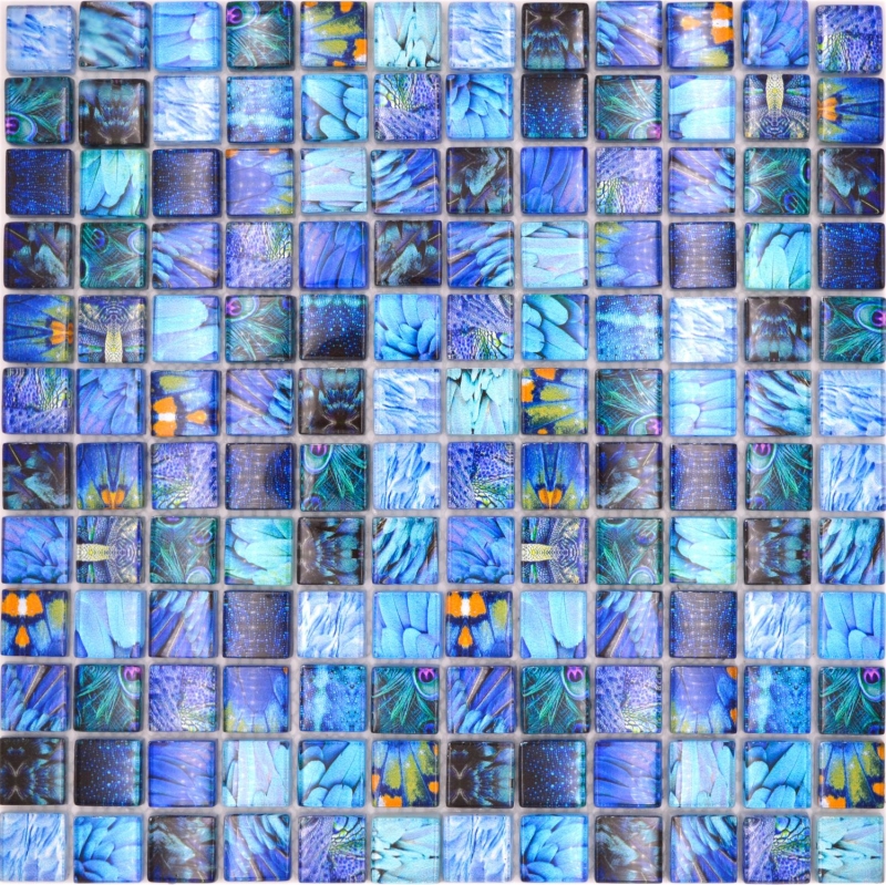 Glass mosaic mosaic tile blue glossy Bird wall kitchen bathroom shower MOS68-WL74