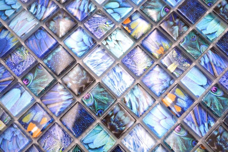 Glass mosaic mosaic tile blue glossy Bird wall kitchen bathroom shower MOS68-WL74