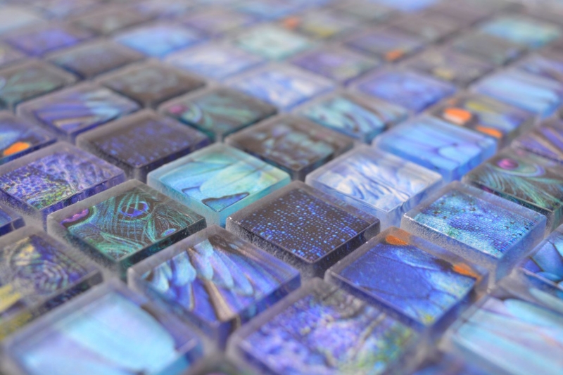 Glass mosaic mosaic tile blue glossy Bird wall kitchen bathroom shower MOS68-WL74