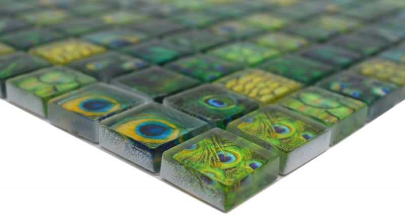 Glass mosaic mosaic tile green glossy peacock wall kitchen bathroom shower MOS68-WL84