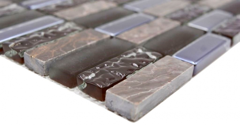 Natural stone glass mosaic brown glossy wall kitchen bathroom shower - MOS87-SM138
