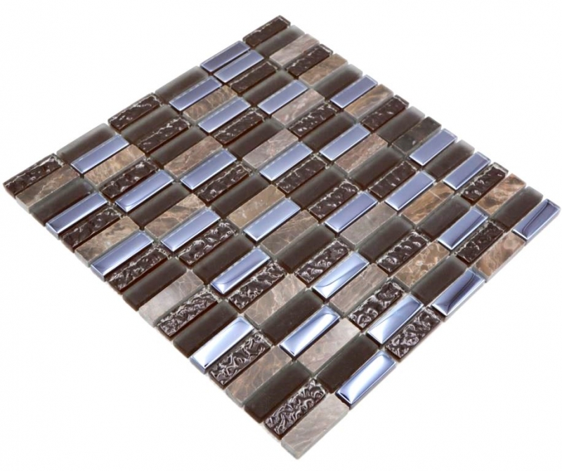 Natural stone glass mosaic brown glossy wall kitchen bathroom shower - MOS87-SM138
